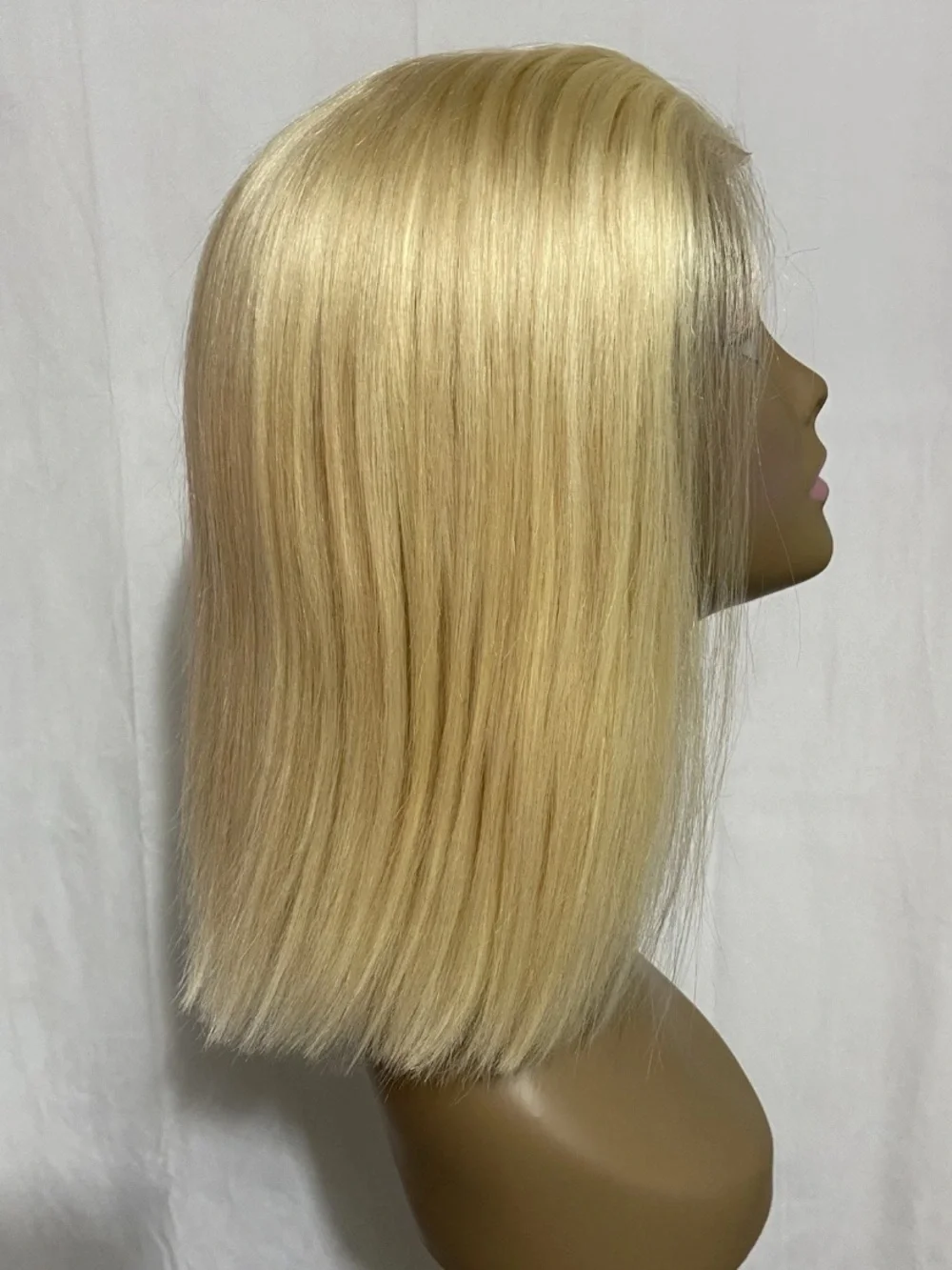 Blonde Straight Short Lace Front Wig Human Hair 12” 6x5 HD 200% Density Dome Cap